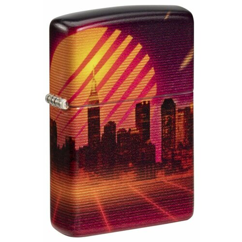 Зажигалка ZIPPO Cyber City с покрытием 540 Matte, латунь/сталь, оранжевая 38x13x57 мм купить за 8394 руб, фото