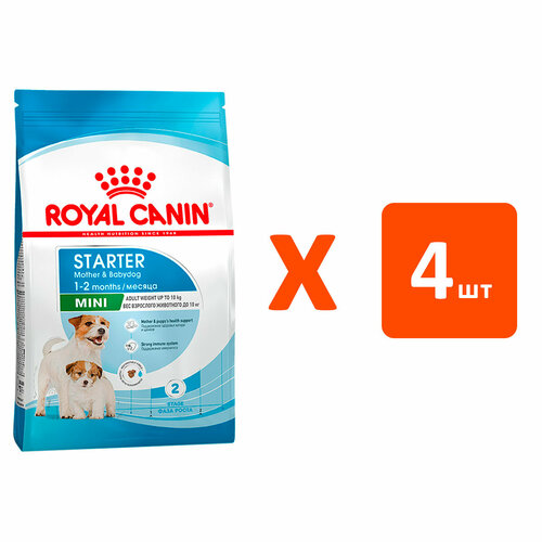 ROYAL CANIN MINI STARTER для щенков маленьких пород до 2 месяцев, беременн и кормящих сук 1 кг х 4 шт фотография