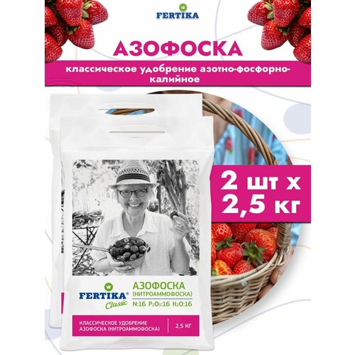 Удобрение Фертика Азофоска Классическое азотно-фосфорно-калийное, 2 шт по 2,5 кг купить за 1138 руб, фото