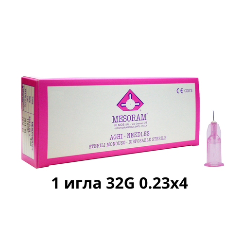 Игла медицинская инъекционная для мезотерапии (Мезоигла Mesoram) 32G 0.23x4, 1 шт, 712303 (Мезорам) фотография