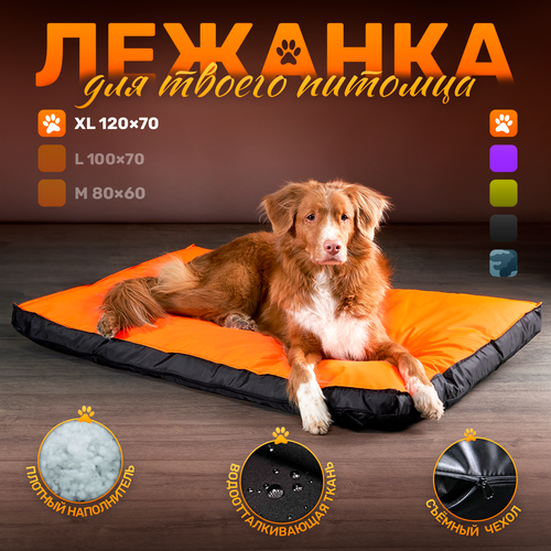 Лежанка прямоугольная антикоготь для очень крупных собак 120*70 см Orange / Black фотография