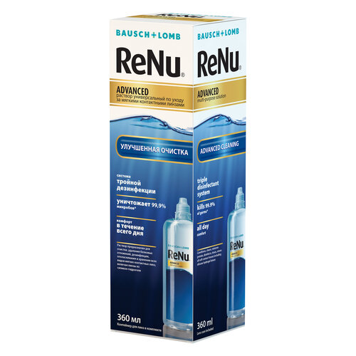 Раствор Bausch & Lomb Renu Advanced, с контейнером, 360 мл, 1 шт. купить за 509 руб, фото