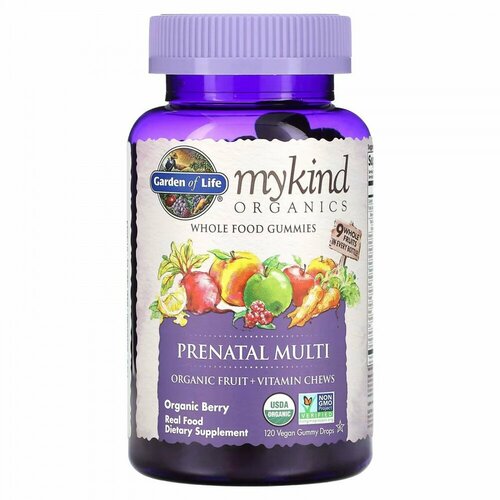 Garden of Life, MyKind Organics, Prenatal Multi, Organic Berry, 120 Vegan Gummy Drops купить за 6999 руб, фото