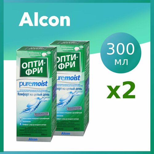 Раствор Опти-Фри Pure Moist 300 мл х2, с контейнером для контактных линз фотография