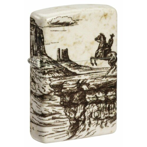 Зажигалка ZIPPO Western Design с покрытием 540 Matte, латунь/сталь, белая, 38x13x57 мм фотография