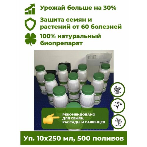 Триходерма концентрат - Триходермин жидкий 10 бут. х250мл биофунгицид удобрение для растений Корпус Агро. Лечит растения от более 60 болезней, повышает урожайность до 30%. купить за 1666 руб, фото