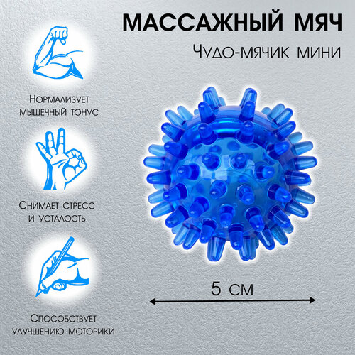 Массажный мячик для массажа тела, рук и ног Чудо мячик мини синий купить за 300 руб, фото