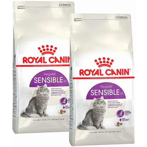 Сухой корм ROYAL CANIN SENSIBLE 33 для взрослых кошек при аллергии (4 кг + 4 кг) фотография