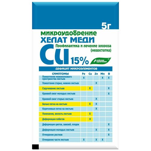 Удобрение минеральное Хелат меди универсальное 5 г средство от хлороза купить за 671 руб, фото