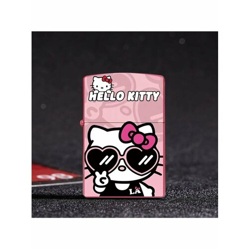 Бензиновая зажигалка аниме Hello Kitty Хеллоу Китти розовая в очках/ подарок девушке купить за 800 руб, фото