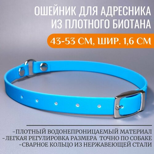 R-Dog ошейник для адресника из плотного биотана, цвет голубой, 43-53 см, ширина 1,6 см купить за 999 руб, фото