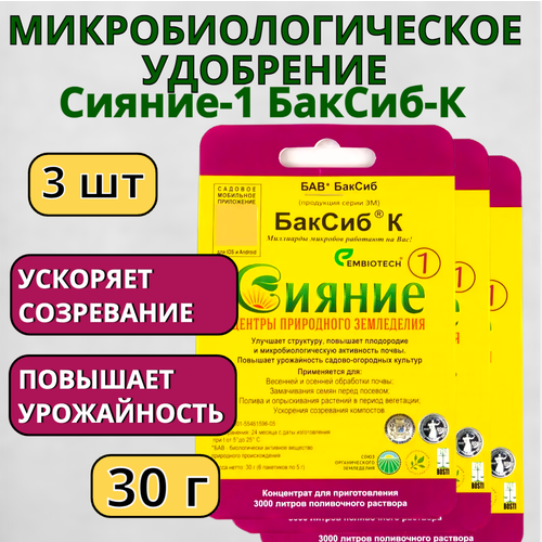 Сияние Микробиологическое удобрение Сияние-1 БакСиб-К 3 шт купить за 1616 руб, фото