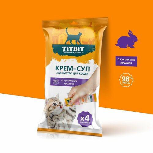 Лакомство для кошек TiTBiT Крем-суп с кусочками кролика, 10г х 4 шт. фотография