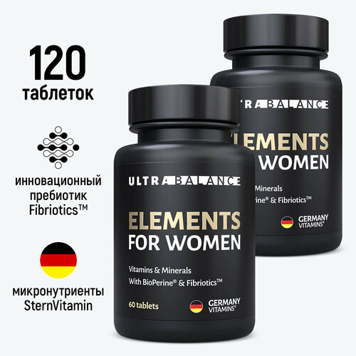 Витамины для женщин, Elements for Women Premium with BioPerine & Fibriotics от UltraBalance мультивитамины 120 таблеток фотография