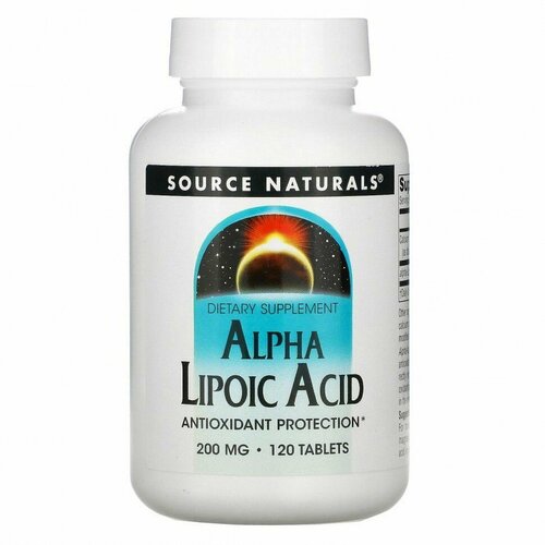 Alpha Lipoic Acid, Sourse Naturals, Альфа липоевая кислота, 200 мг 120 капсул купить за 1199 руб, фото