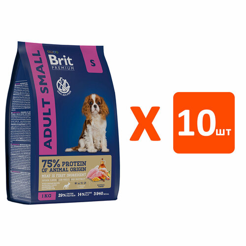 BRIT PREMIUM DOG ADULT SMALL для взрослых собак маленьких пород с курицей (1 кг х 10 шт) фотография