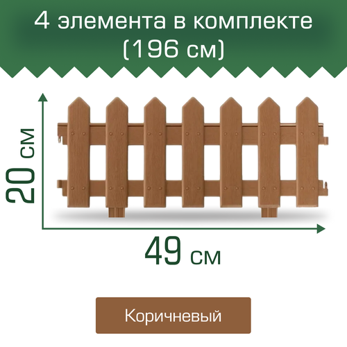 Забор декоративный МастерСад Палисадник коричневый 1,9м / бордюр для сада и огорода / Ограждение садовое для клумб и грядок / забор пластиковый купить за 665 руб, фото