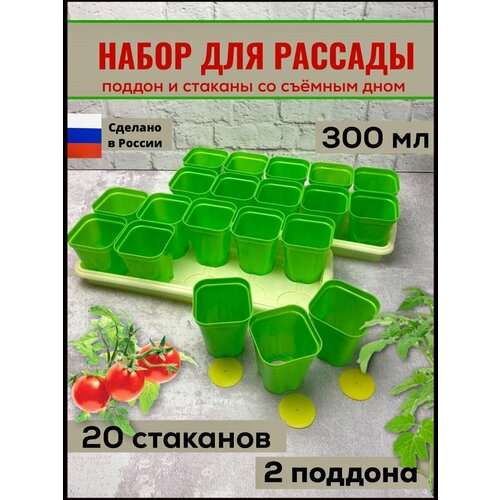 Рассадники, горшочки для рассады 300 мл, 20 шт, 2 ящика, стаканчики со съемным дном, многоразовые купить за 757 руб, фото