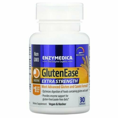 Enzymedica, GlutenEase Extra strenght, Ферменты для переваривания глютена с повышенной силой действия, 30 капсул фотография