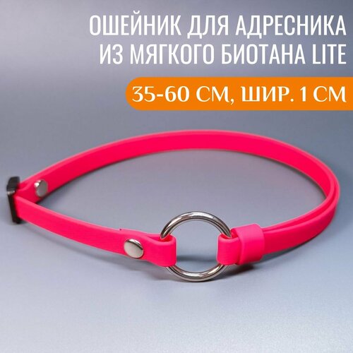 R-Dog Тонкий ошейник из мягкого биотана Lite для адресника, цвет красный, 35-60 см, ширина 1 см фотография