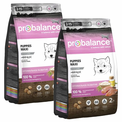 ProBalance Puppies Maxi Корм сухой для щенков крупных пород, 2 кг * 2 шт купить за 1560 руб, фото