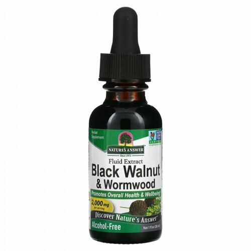 Nature s Answer, Black Walnut & Wormwood, Fluid Extract, Alcohol-Free, 2,000 mg, 1 fl oz (30 ml) фотография