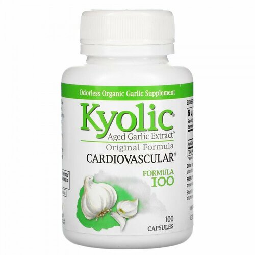 Kyolic, Aged Garlic Extract, выдержанный чесночный экстракт, для сердечно-сосудистой системы, оригинальный состав, 100 капсул фотография