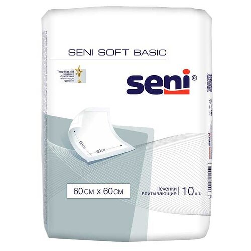 Пеленки Seni Soft Basic медицинские впитывающие одноразовые 60 x 60 см, 10 шт. купить за 807 руб, фото