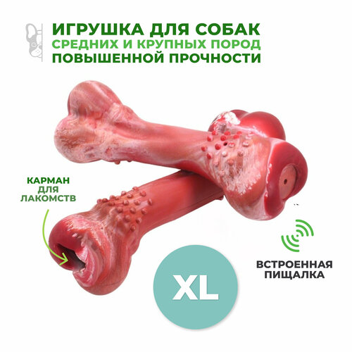 Игрушка для собак крупных и средних пород кость повышенной прочности / резиновая / бордовая фотография