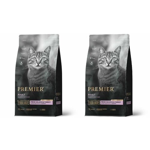 Cухой корм для кошек лосось с индейкой Premier Adult Cat Salmon & Turkey 400 гр x 2 шт. купить за 1455 руб, фото