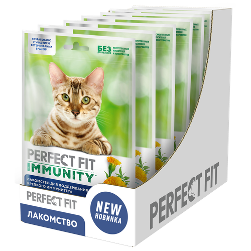 Perfect Fit Immunity лакомство для кошек, для иммунитета, курица и экстракт бархатцев (7шт в уп) 50 гр купить за 561 руб, фото