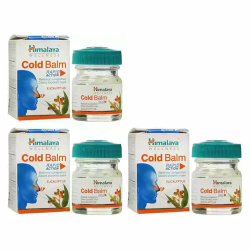 Бальзам успокаивающий Колд Балм Хималая (Cold Balm Himalaya), при простуде, при заложенности в носу и груди, 3х10 г. купить за 924 руб, фото