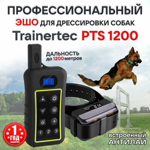 Электронный ошейник Trainertec PTS1200, длина ошейника 65 см, обхват шеи 65 см, черный фотография