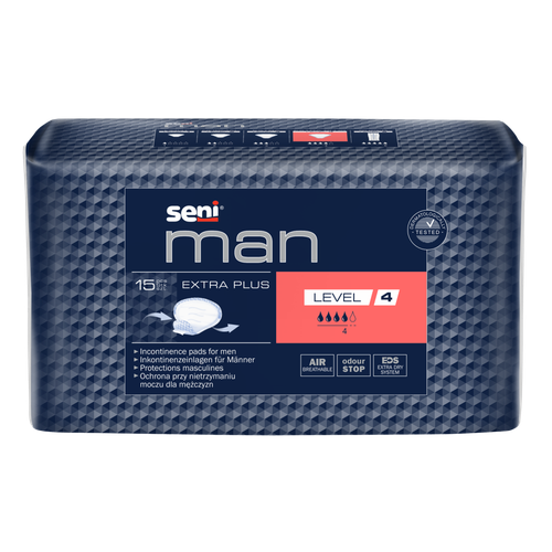 Seni Man Extra Plus Level 4 / Сени Мен Экстра Плюс Уровень 4 - урологические вкладыши для мужчин, 15 шт. купить за 722 руб, фото