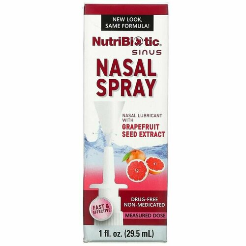 NutriBiotic, Nasal Spray, Назальный спрей для носа, с экстрактом семян грейпфрута, 1 жидкая унция (29,5 мл) купить за 1869 руб, фото