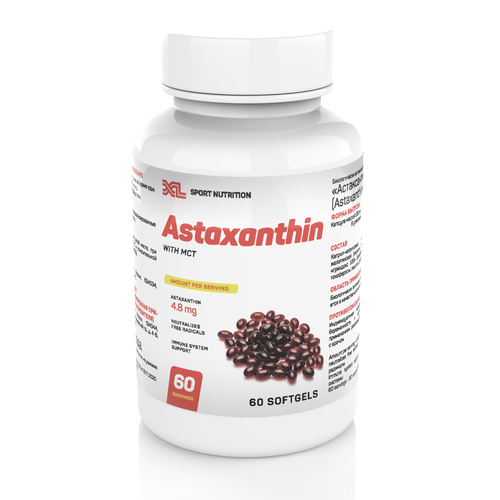 Астаксантин 240% XL Astaxanthin with MCT, 60 капсул, комплекс для иммунитета фотография