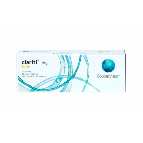 Контактные линзы CooperVision Clariti 1 day toric., 30 шт., R 8,6, D -2,25, CYL: -1,25, AХ: 40, прозрачный купить за 2580 руб, фото