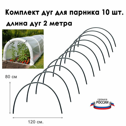 Дуги для парника 10 штук, длина 2 метра, диаметр 2 см. / Комплект дуг для парника ПВХ / Дуги пластиковые для парника купить за 1250 руб, фото