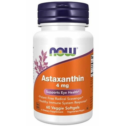 Астаксантин Now Astaxanthin 4 мг, 60 капсул фотография