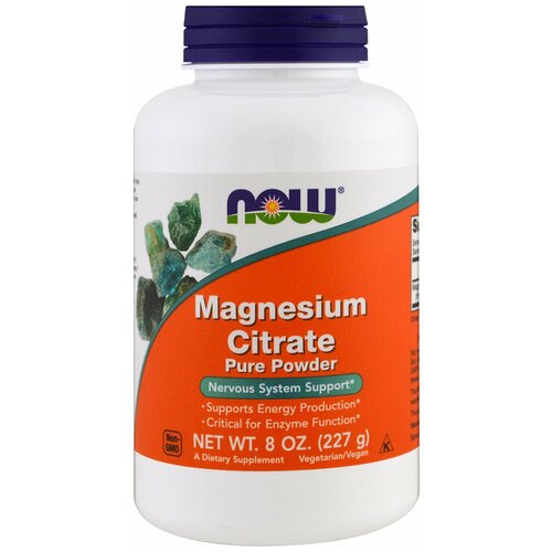 Порошок NOW Magnesium Citrate Pure Powder, 227 г, 220 мл фотография