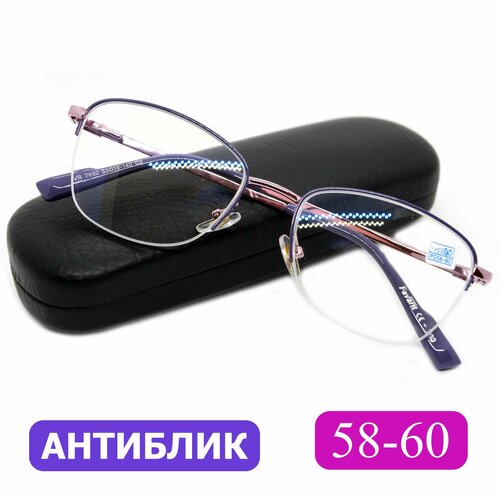 Очки 58-60 женские для дали антиблик (-1.50) FAVARIT 7850 С3, цвет фиолетовый, антиблик, с футляром, РЦ 58-60 фотография