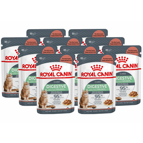 ROYAL CANIN DIGESTIVE CARE для взрослых кошек при аллергии в соусе пауч 85 гр 85 гр х 10 шт купить за 1043 руб, фото