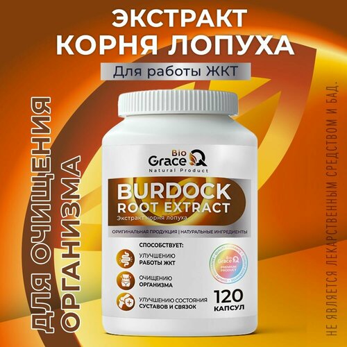 Экстракт корня лопуха GraceBioQ в капсулах для иммунитета, очищения организма, улучшения работы почек и ЖКТ, 120 шт. фотография