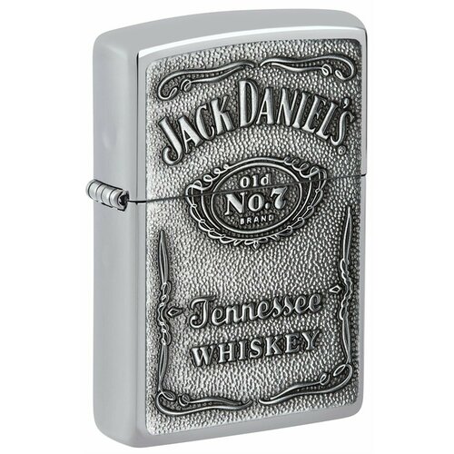 Зажигалка ZIPPO Jack Daniels® с покрытием High Polish Chrome, латунь/сталь, серебристая, 38x13x57 мм купить за 9930 руб, фото