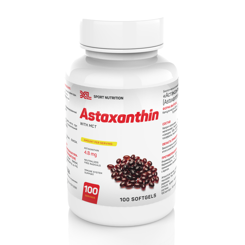 Астаксантин 240% XL Astaxanthin with MCT, 100 капсул, комплекс для иммунитета фотография