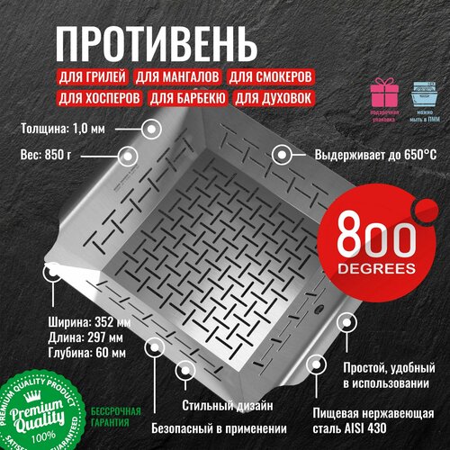 Противень-корзина квадратный 800 Degrees Square Grill Basket купить за 3990 руб, фото