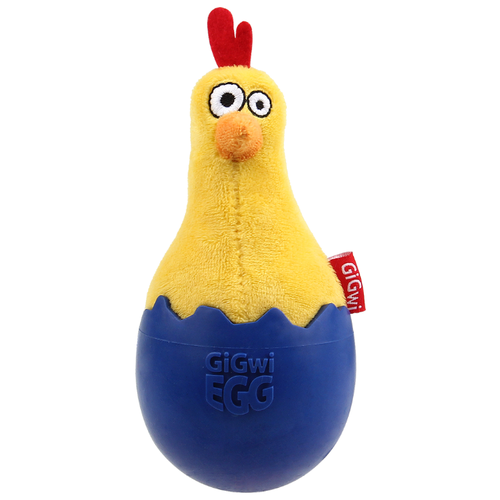 Игрушка   для собак  GiGwi EGG Цыпленок-неваляшка (75476),  желтый/синий, 1шт. купить за 705 руб, фото