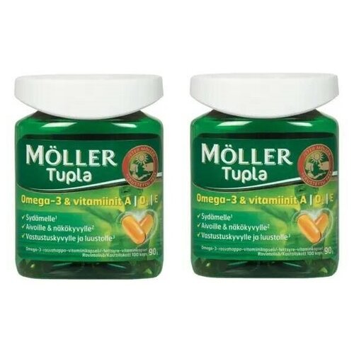 Рыбий жир Омега-3 Moller Tupla Omega-3 из Норвегии в капсулах 2*(100шт) купить за 4399 руб, фото