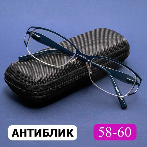 Очки для чтения 58-60 женские антибликовые (-3.00) FAVARIT 7837 С4, цвет темно-синий, антиблик, с футляром, РЦ 58-60 фотография