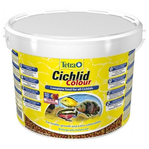 Сухой корм  для  рыб Tetra Cichlid Colour Pellets, 10 л, 3.6 кг купить за 9428 руб, фото